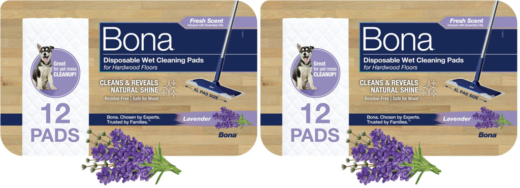 Bona® Disposable Wet Cleaning Pads for Hardwood Floors, Lavender Scent (Pack of 2)