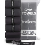 Trailoom Microfiber Workout Towels - Quick Dry, Highly Absorbing, Odor-Free, for Men & Women - Gym Sweat Sports Towel for Hot Yoga, Tennis, Running, Exercise, Working Out, Camping, Set of 5 Black