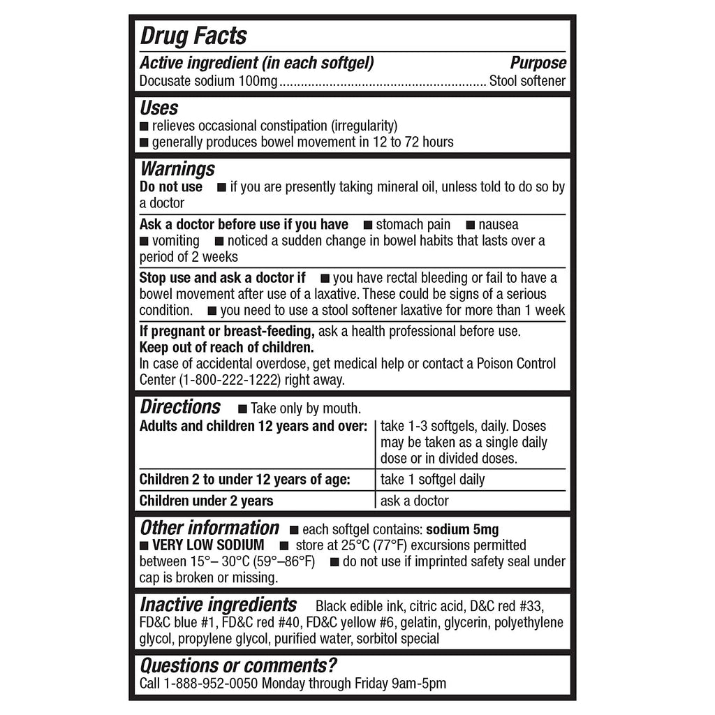 Red Capsule Constipation HealthA2Z® Stool Softener, Docusate Sodium 100mg, Red & White Capsules ...