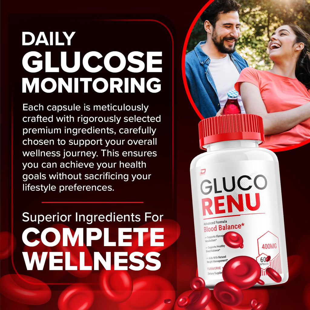 Gluco Renu Capsules - GlucoRenu Advanced Supplement, All Natural Formula to Maintain Healthy Levels, Maximum Strength Formula, Gluco Renuw Capsules Reviews (3 Pack - 180 Capsules)