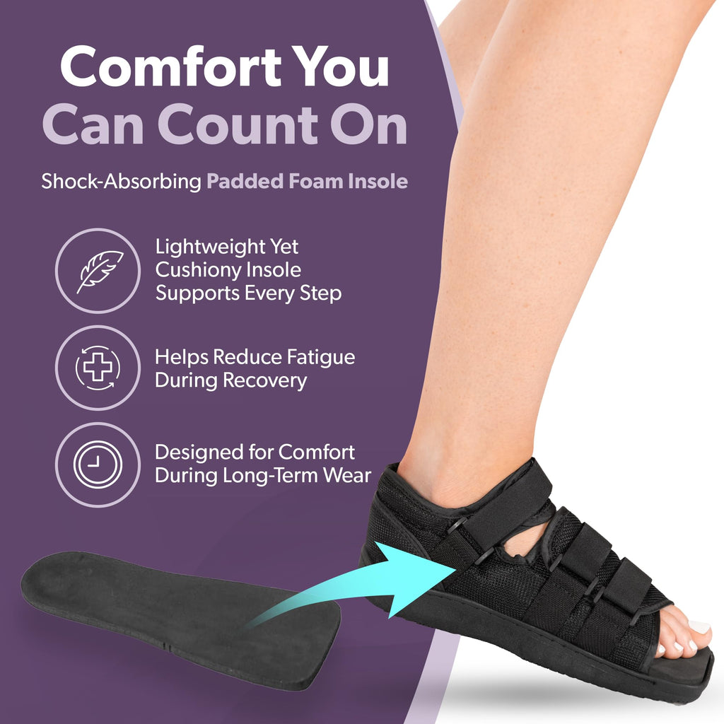 BraceAbility Post Op Shoe - Adjustable Orthopedic Medical Walking Boot for Broken Foot, Broken Toe, Stress Fracture and Injuries, Universal Cast Shoe for Men and Women After Foot Surgery (M - Female)