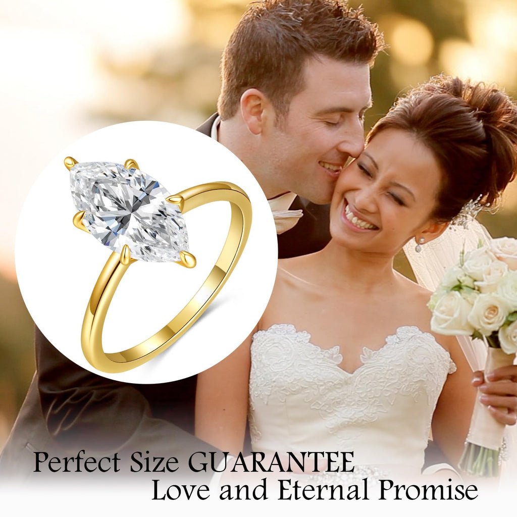 AVECON 3.5CT Marquise Cut Engagement Ring for Women, Cubic Zirconia, Size 9