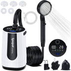 Spopal Portable Shower for Camping, [Upgraded] 10000mAh Rechargeable Camping Shower with 5 Adjustable Speeds,Premium LED Display, IPX8 Waterproof Outdoor Shower Kit for Hiking, Car, Pet, Travel (W)