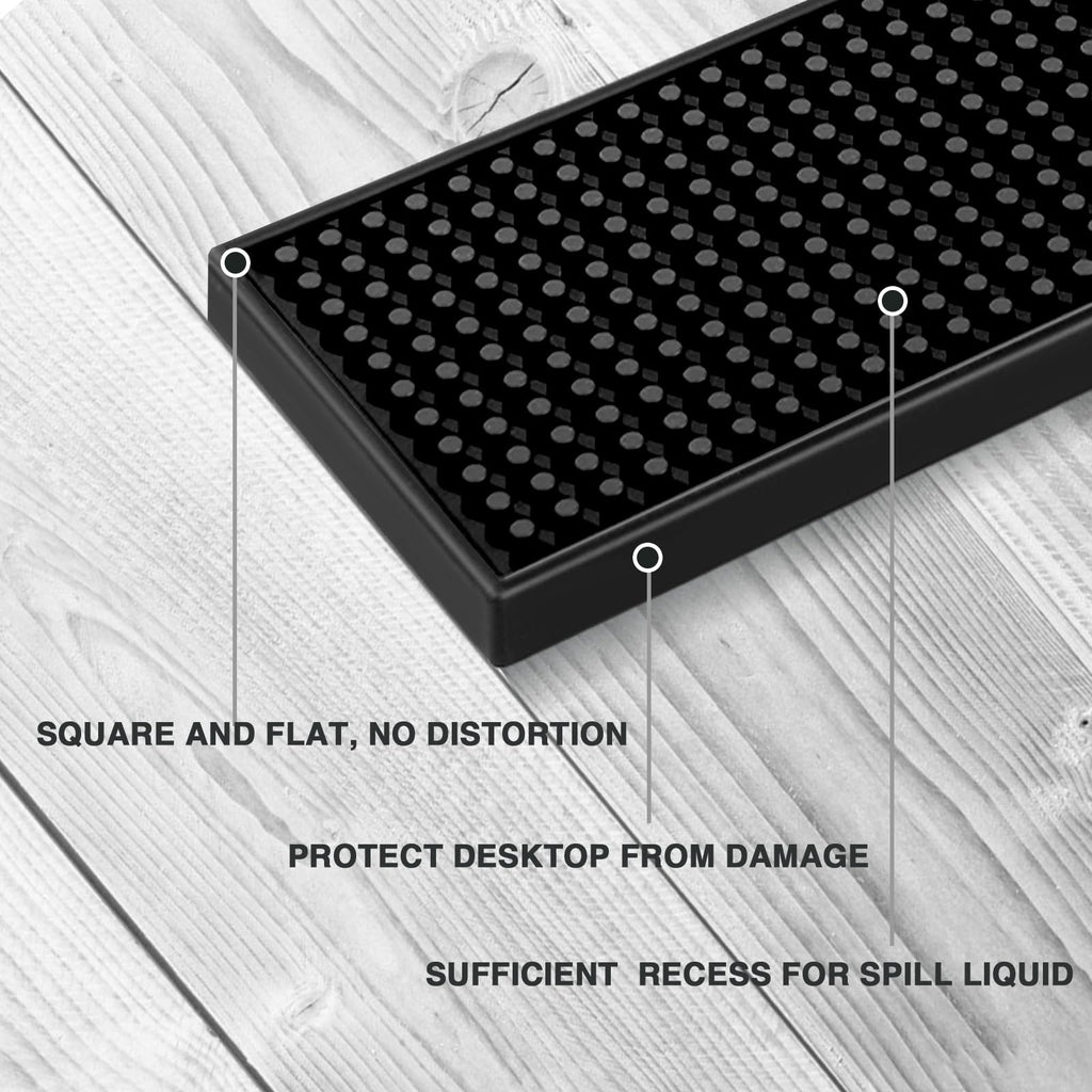 BARsics 17.5x3.5 inches Long PVC Bar Rail Mat Non-Slip Serving Spill Mat (Pack of 6)