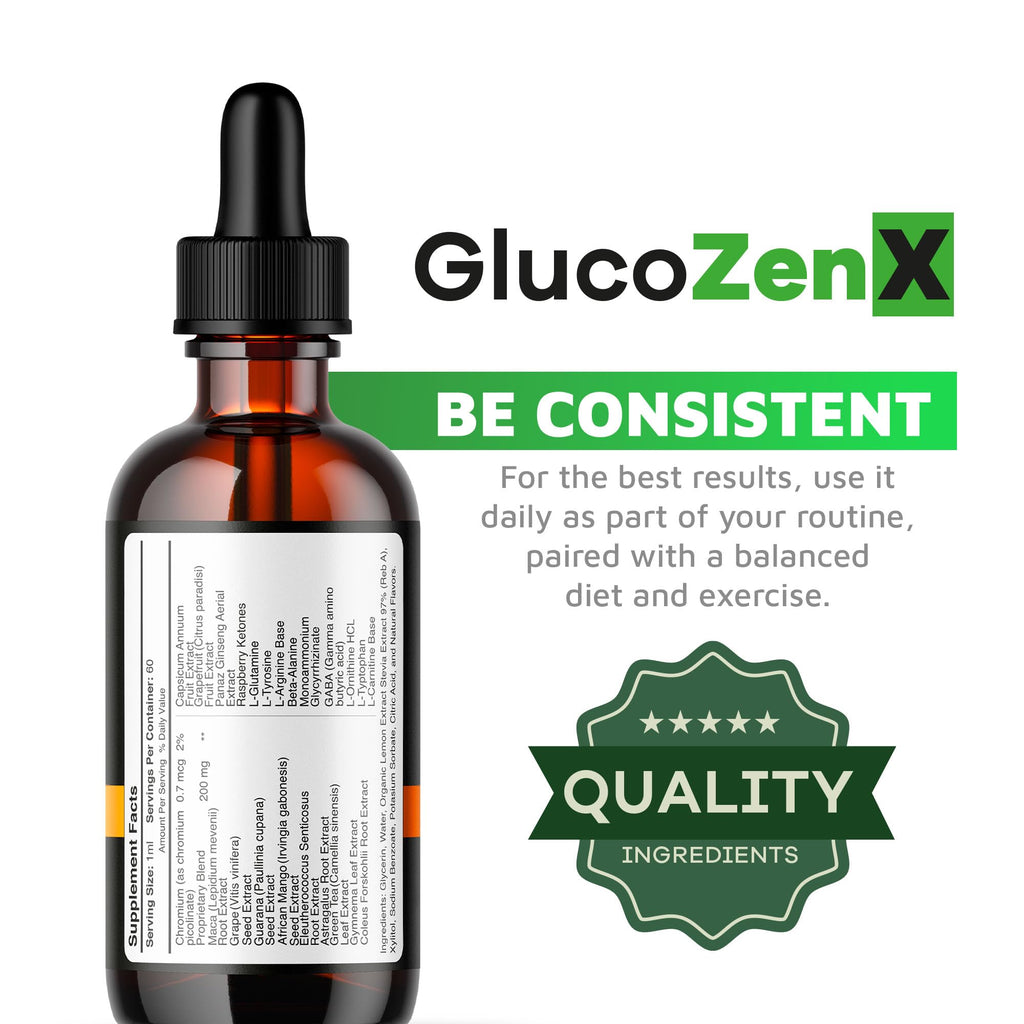(2 Pack) GlucoZenX Drops - Official GlucoZen X Liquid Drops Premium Advanced Formula All Natural Support, Glucozenx for Overall Health & Daily Wellness Gotas Review, 2 Bottles for 2 Months