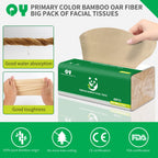Soft Durable Bamboo Facial Tissues - 3 Ply Natural Unbleached Facial Paper Dry or Wet Use 12 Packs（134 Tissue per Pack, 1608 Tissues Total）