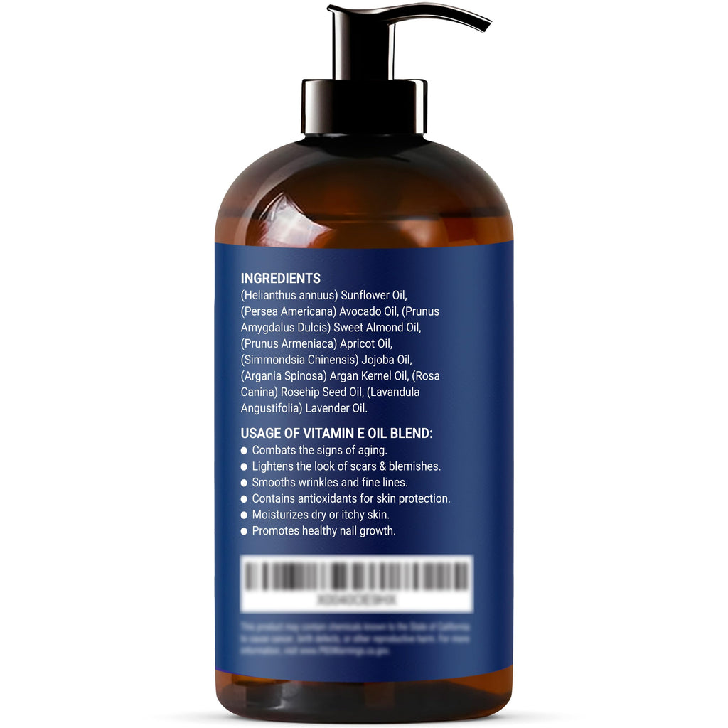Organic Vitamin E Oil Blend 8 fl oz - Made from Pure, Natural Oils for Skin, Scars & Face - Aceite de Vitamina E - Nexon Botanics