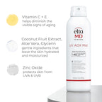 EltaMD UV AOX Mist Mineral Sunscreen Spray SPF 40, Broad Spectrum Face and Body Sunscreen with Zinc Oxide, 100% Mineral Active, Hydration Boost with Antioxidants, Moisturizer with SPF 40, 5 oz