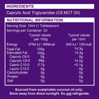 Pure C8 MCT Oil | Glass Bottle | Boosts Ketones 4X Versus Other MCTs | Highest 99%+ Lab Tested Purity | 100% Coconut Sourced | Supports Keto & Fasting | Vegan | Bulletproof Coffee | 500ml Ketosource®