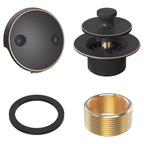Oil Rubbed Bronze Tub Drain Trim Set Conversion Kit Assembly，All Brass Lift & Turn Bathtub Drain Replacement Trim Kit with Two-Hole Overflow Faceplate and Universal Fine/Coarse Thread