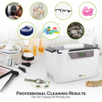 Ultrasonic Cleaner, Professional Ultrasonic Jewelry Cleaner for Diamond Ring, Silver, Gold, Earrings, Necklaces, Glasses, Denture, Retainer, Cpap, Coins, Mouthguard, Razors - VisiClean