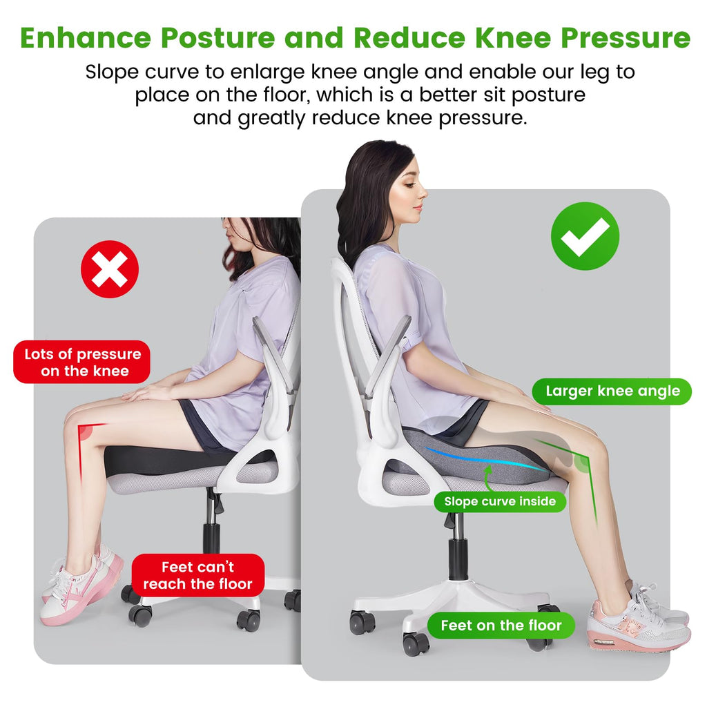 anzhixiu Wheelchair Seat Cushion, Deep U Relieve Sciatica, Back, Coccyx, Hemorrhoids Pain- Slope Curve Office Chair Cushion for Long Sitting Time- Black/Gray