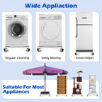 Nefish Furniture Dolly Adjustable Mini Fridge Stand Dolly Cart with 4 Lockable Wheels Washing Machine Stand Mobile Roller Universal Mobile Base Stand for Washer Dryer Refrigerator