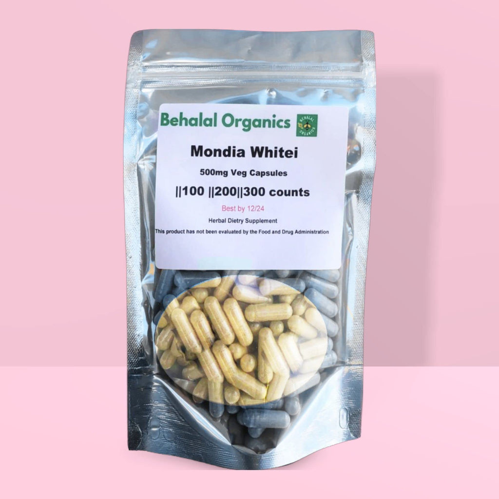 Behalal Organics Mondia Whitei (Mulondo) Root Powder 500mg Vegetarian 100 Capsules