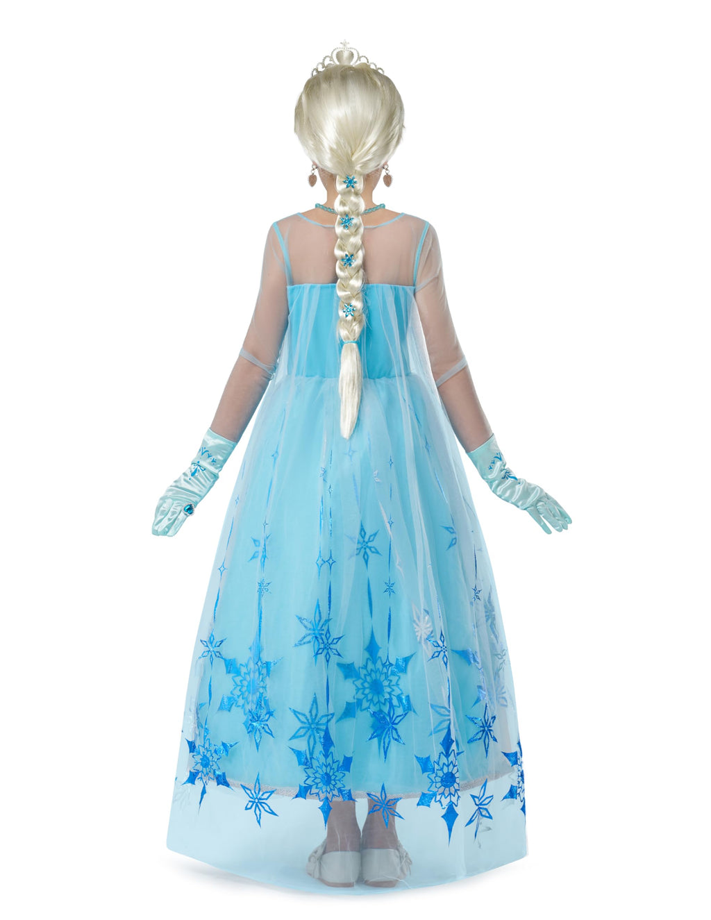 Spooktacular Creations Halloween Girls Ice Princess Dresses, Light-Up Princess Costume for Girls, Sequin Snowflake Long Cape Gown for Birthday, Halloween Dress-Up Party (Small, 5-7 yrs)