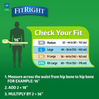 FitRight Extra+ Adult Diapers, Disposable Incontinence Briefs, Leak-Proof Diaper, Absorbent Briefs For Men and Women, Maximum Protection, Medium, 32 – 44 in, 20 briefs per bag
