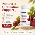 QNJIX Nutrise Beetroot Capsules - 1000mg, Beetroot Circulation Supplement with Grape Seed Extract, 3-in-1 Formula, Boost Energy, Improve Mental Clarity, Non-GMO & Gluten Free, 90 Capsules (1)