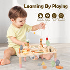 Vanplay 8 in 1 Wooden Activity Table, Montessori Toys for 2 Year Old Gift