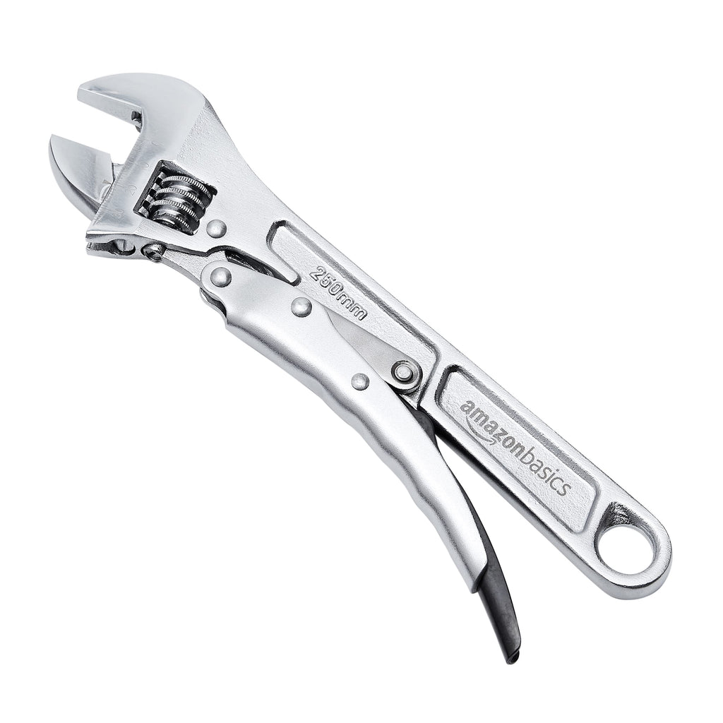 Amazon Basics 10 inch Locking Adjustable Wrench, Precision Machined, Rust Resistant, 2.7 inch x 0.75 inch