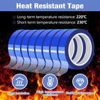 Fyguard 8 Rolls 20mm × 30m (98ft) Blue Sublimation Tape Heat Transfer Tape, Heat Resistant Tape for Sublimation Printer Electronic Soldering, No Residue