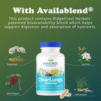 RidgeCrest Herbals ClearLungs Immune, Lung Support Supplement with Elderberry, Zinc, Vitamin C, Vitamin A, Olive Leaf, Mullein, Lung Wellness Formula for Respiratory Health (60 Vegan Caps, 30 Serv)