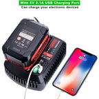 V20 Battery Fast Charger CMCB104 Replacement for Craftsman V20 20V max Lithium Battery Charger for CMCB201 CMCB202 CMCB204 CMCB205 CMCB206, with 2 USB Ports