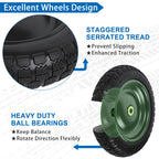 phepetroll 13 Inch Flat Free Wheels Tires 4.00-6 Solid Replacement with Universal 5/8" Axle Bore Hole, 8 Spacers and 4 Pins, for Wheelbarrow, Garden Wagon, Hand Truck, Trolley, Lawn Mower, 2 Pack