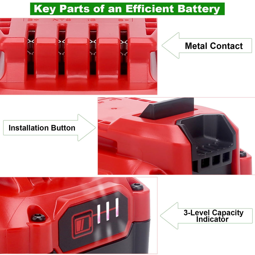 Upgraded 6.0Ah 20V Lithium Replacement Battery Compatible with Craftsman V20 Series Cordless Outdoor Tools, Compatible with Craftsman CMCB206, CMCB204, CMCB202 20 Volt MAX V20 Batteries, 2-Pack
