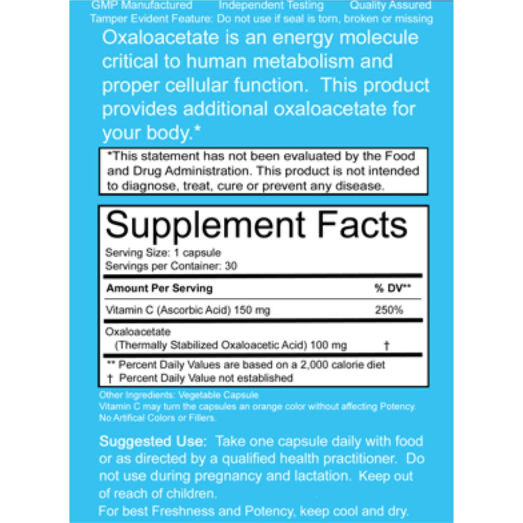 Benagene Oxaloacetate Supplement - Supports Cellular Energy - Thermally Stabilized with Vitamin C - Non-GMO & Vegan - 30 Servings, Once Daily