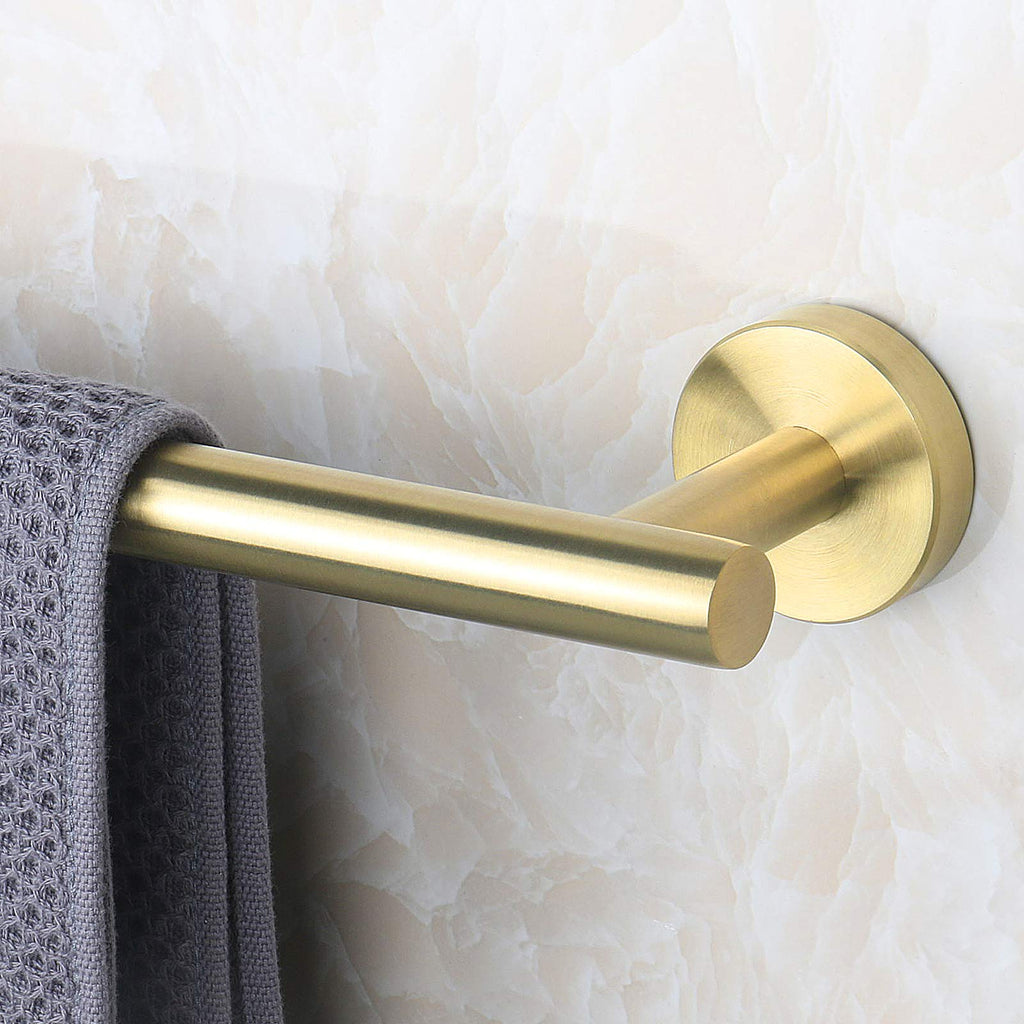 NearMoon Bath Towel Bar, Thicken Stainless Steel Shower Towel Rack Holder Wall Mounted for Bathroom, 9-lnch Overall Length-7-lnch Usable Hanging Space (1 Pack, Brushed Gold)