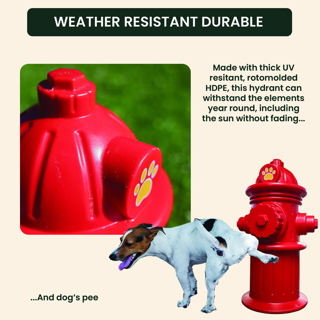 Beuta 24" Red Plastic Fake Fire Hydrant for Dogs to Pee On | Dog Fire Hydrant Pee Post | Dog Pee Post Outdoor with 3 Securing Spikes – Great for Lawn Training & Outdoor Display