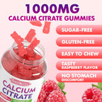 2 Pack Calcium Citrate Gummies 1000mg w/Vitamin D3, High Absorption Calcium Gummies for Women & Men, Plus Magnesium, Potassium, Zinc for Muscle & Immune Support, Raspberry Flavor, 120 Count