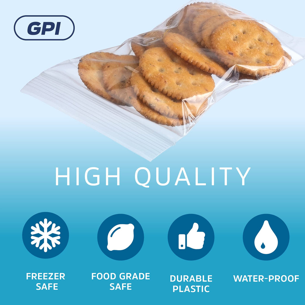 Clear Plastic Reclosable Zip Bags - Bulk GPI Case of 1000, 4" x 6" 2 mil Thick Strong & Durable Poly Baggies With Resealable Zip Top Lock For Travel, Storage, Packaging & Shipping.