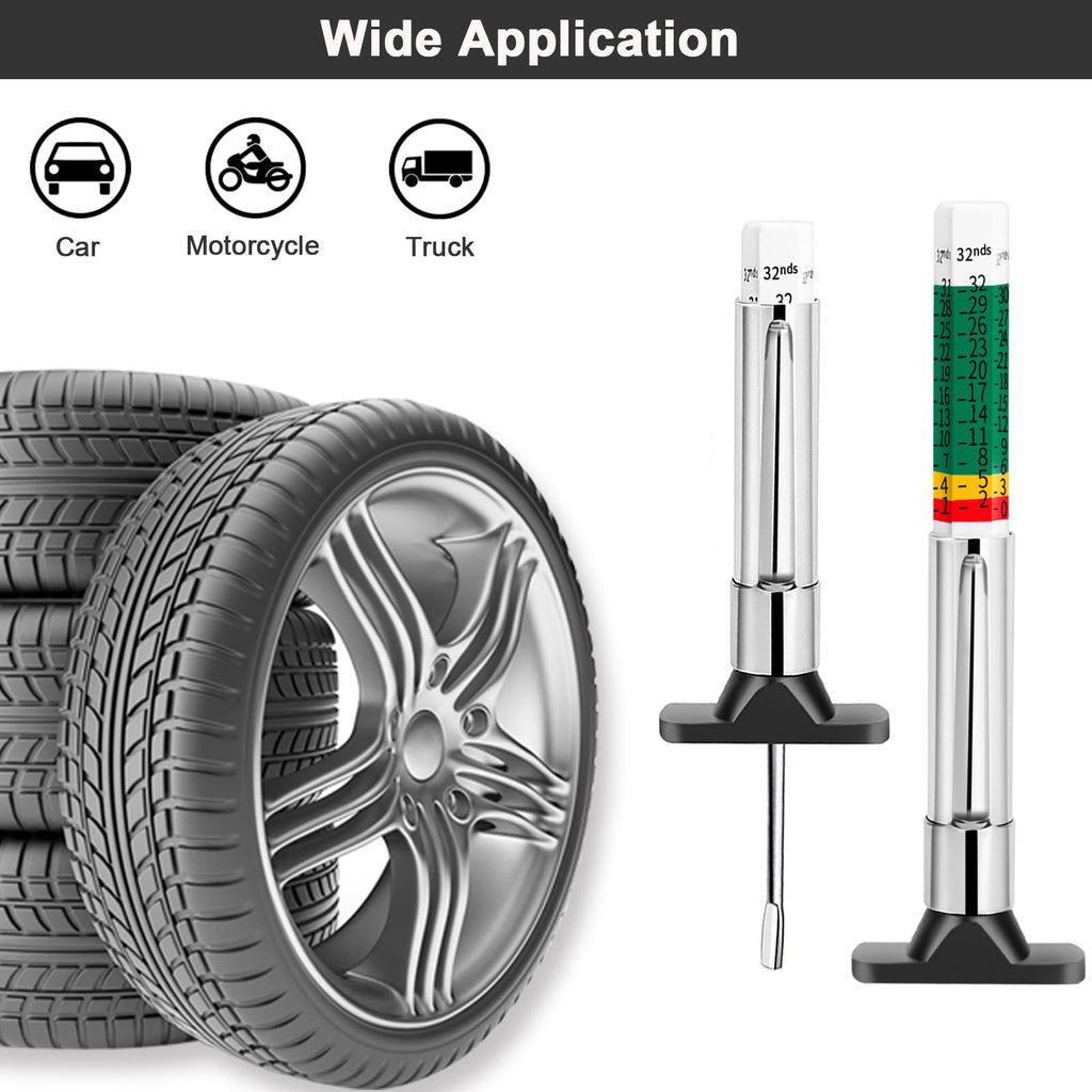 Tire Tread Depth Gauge,Tire Tread Gauge Color Coded,Tread Depth Gauge in 1/32 inch(Pack of 2)