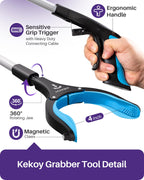 Kekoy 36 Inch Grabber Reacher Tool for Seniors 2 Pack, Foldable Reacher Grabbers Pickup Stick with Anti-Slip 360° Rotating Jaw, 4" Wide Extended Claw with Magnet for Disabled, After Surgery Recovery