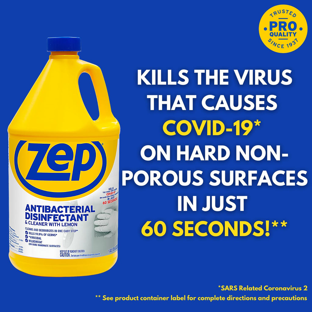 Zep Antibacterial Disinfectant Cleaner with Lemon Gallon (4 Pack)
