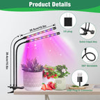 Garpsen Plant Light, 2 Heads Grow Lights for Seed Starting with Clip, 2Pack