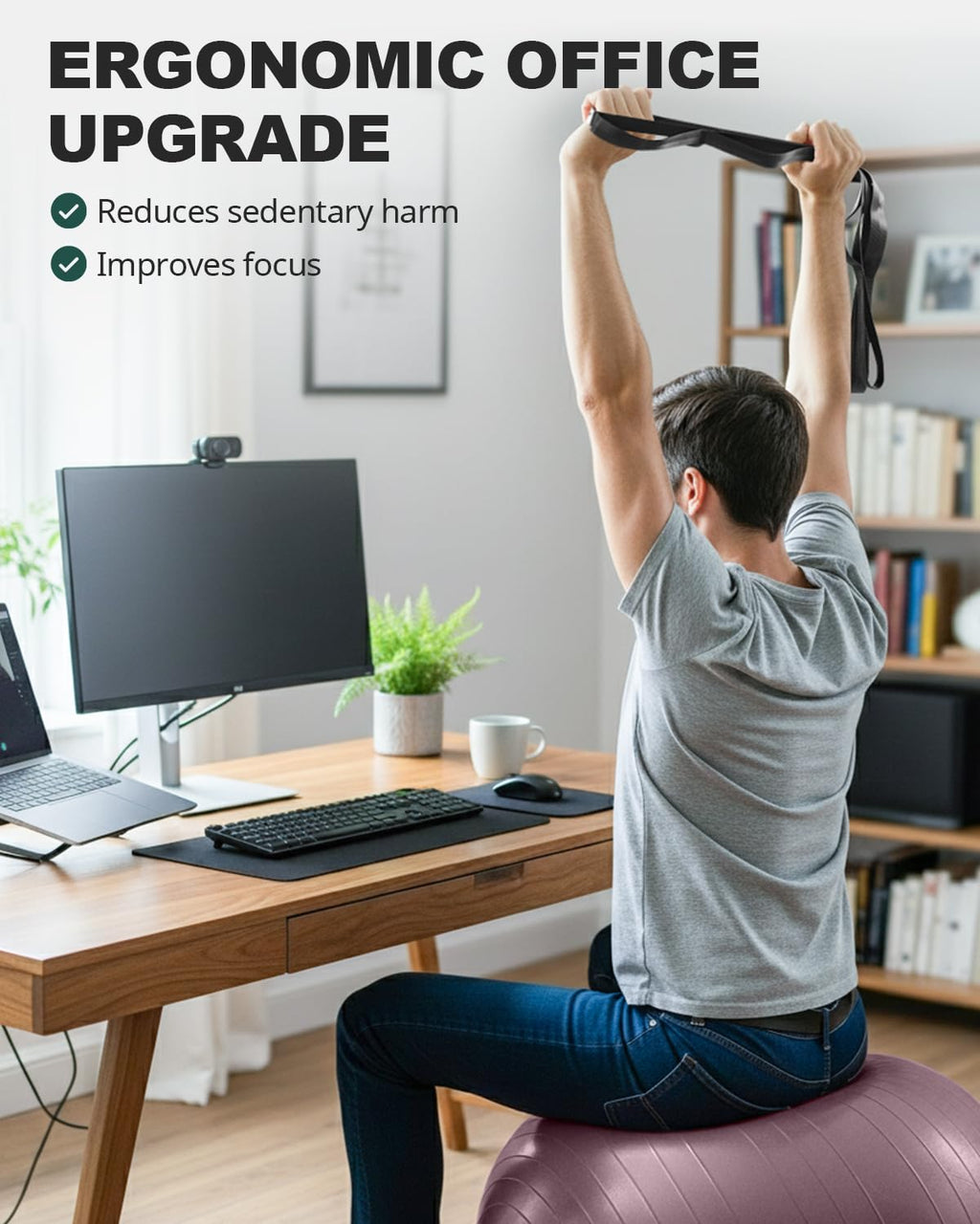 Trideer Exercise Ball Yoga Ball ��� Office Seating & Balance Ball Chair, Stability Ball for Pilates, Physical Therapy,Core Training & Balance Improvement & Stretching