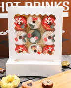 qiqee Auto-pop Up 90pcs White Pastry Box With Window Donut Pie Boxes 8"x8"x2.5" Bakery Box