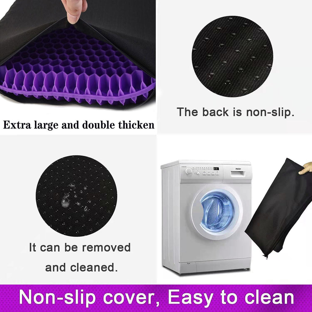NC Gel Seat Cushion, Breathable Honeycomb Design Seat Cushion ，Body Pressure Distribution Portable Seat Cushion，Gel Seat Cushion for Back Pain Suitable for Home Office Chair Car (Purple+Black)
