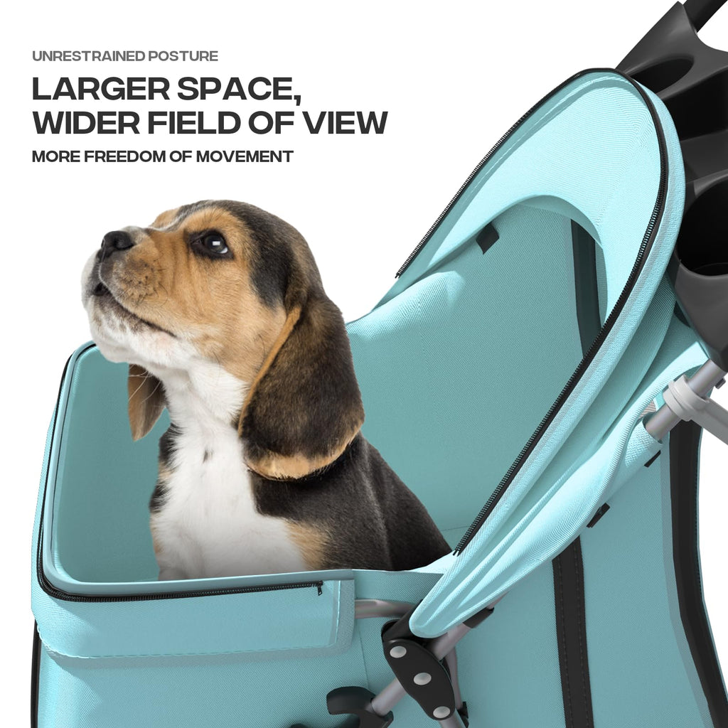 Pet Stroller for Small Dogs 10 lbs, Dog Stroller for Medium Dogs 30 lbs, Cat Strollers for 2 Cats, 3 Wheels Foldable Jogger Puppy Stroller with Storage Basket and Cup Holder, Mint