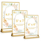 EHWINE 10 Pack 8.5×11 Clear Acrylic Sign Holder with Gold Borders and Vertical Stand, Double Sided Table Menu Holders Picture Frames for Wedding Table Numbers, Restaurant Signs, Photos and Art Display