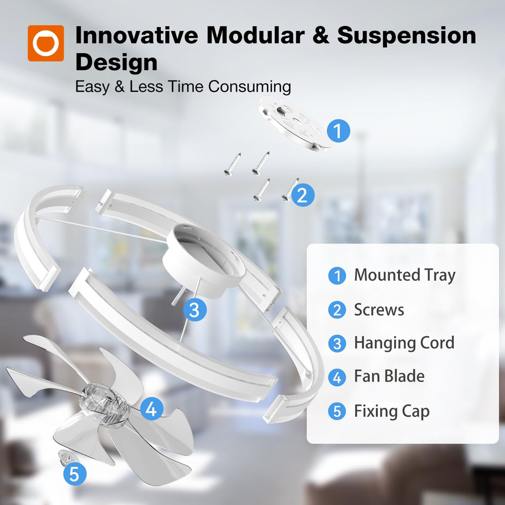 addlon 24'' Ceiling Fans with Lights and Remote, Low Profile Flush Mount Ceiling Fan with Light, 3000-6000K Dimmable LED Fandelier, Modern Small White Ceiling Fan for Bedroom, Kitchen, Living Room