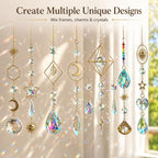 400 PCS Suncatcher Making Kit for Adults - Crystal Beads & Prism Accents with Hanging Cord, Adult Art Craft Supplies | Hanging Rainbow Maker for Home Window Garden Decor & Gifts
