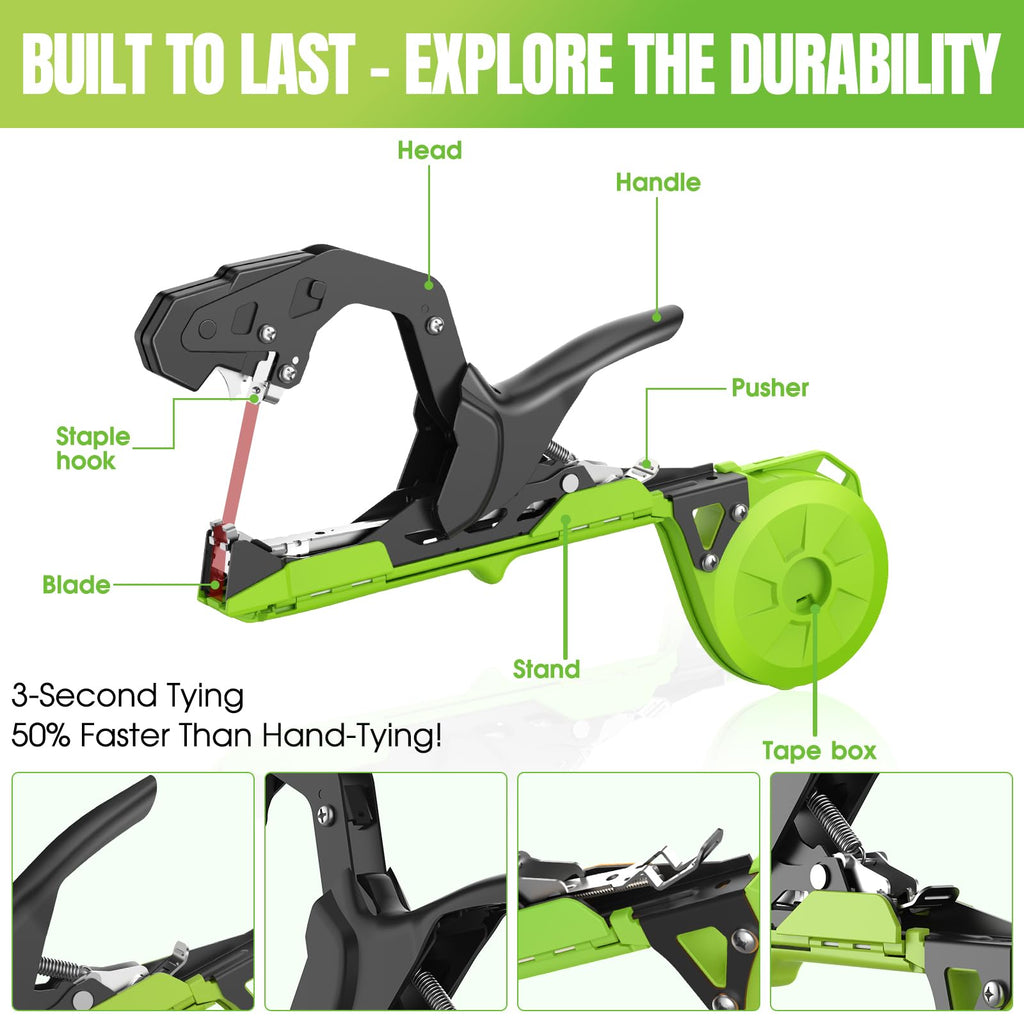 SWANSOFT Plant Tying Machine, Come with 10000pcs Staples 20 Rolls (Green)