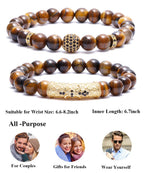 BOMAIL 8mm Tiger Eye Stone Beads Bracelet