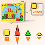 Anyeve Mini Magnetic Tiles, 46PCS Travel Magnetic Tiles with Case, STEM Educational Building Set Construction Toys for Kids Ages 3+, Portable Building Toys for Toddlers, Boys & Girls Birthday Gift