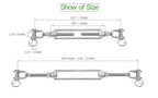 Jamiikury 3PCS M6 Jaw Jaw Turnbuckle Stainless Steel Jaw and Jaw Turnbuckle, Jaw Jaw Closed Body Marine Turnbuckle, Durable for Wire Rope Cable (M6, Jaw & Jaw)