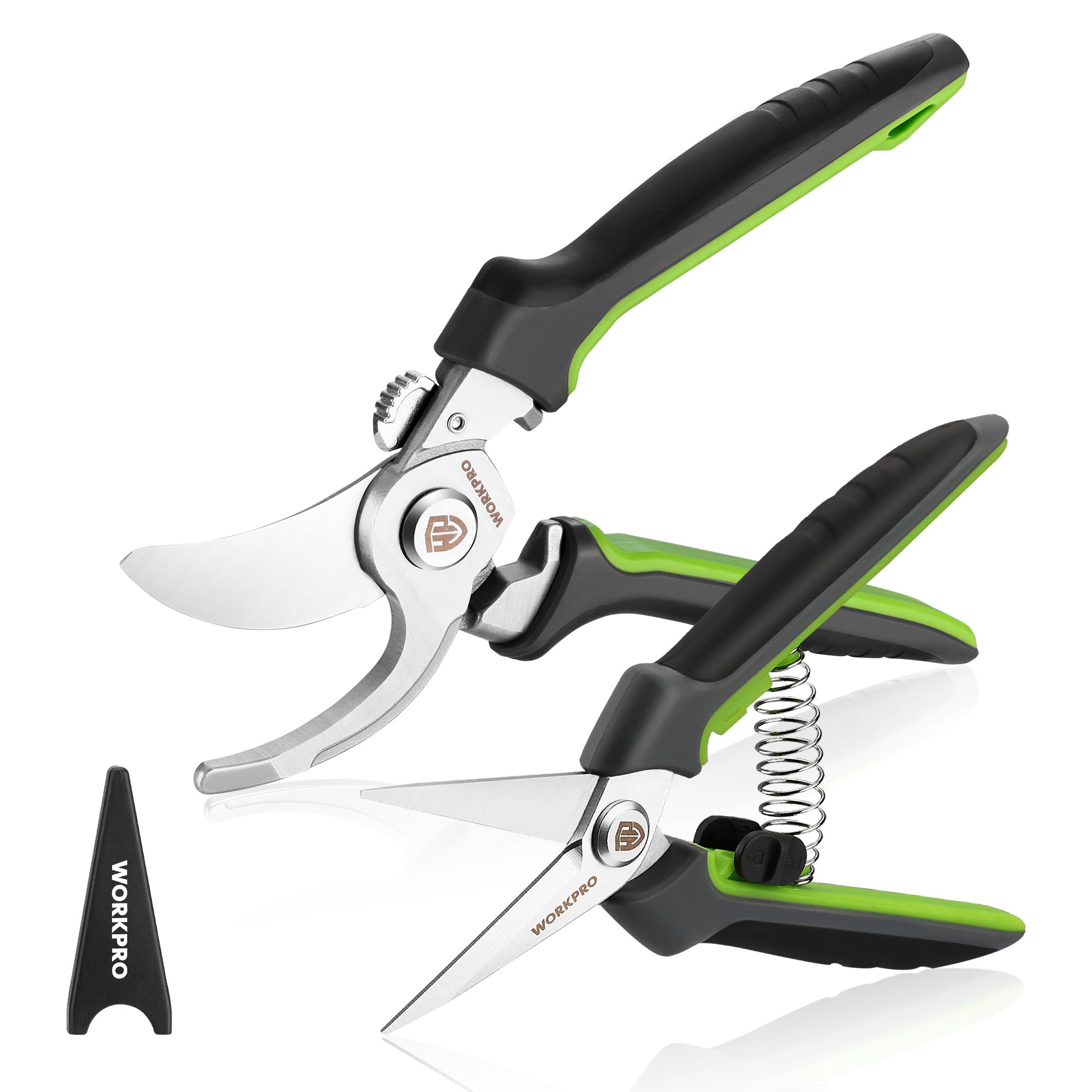 WORKPRO 2-Pack Garden Pruning Shears, 8.5" Bypass & 6.25" Straight Shears