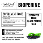 Herbadiet Bioperine Powder | Black Pepper Extract Powder Piperine 95% by HPLC | Bioavailability Enhancer, Boosts Nutrients Uptake | Gluten Free, Non-GMO Bulk Supplement (14 gram/ 0.5 oz)